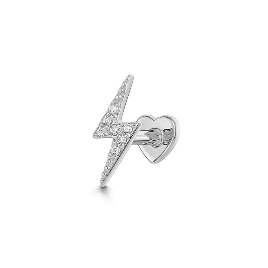 astrid miyu 14k solid white gold Flash lightning bolt flat back labret stud earring Cartilage Studs Laura Bond