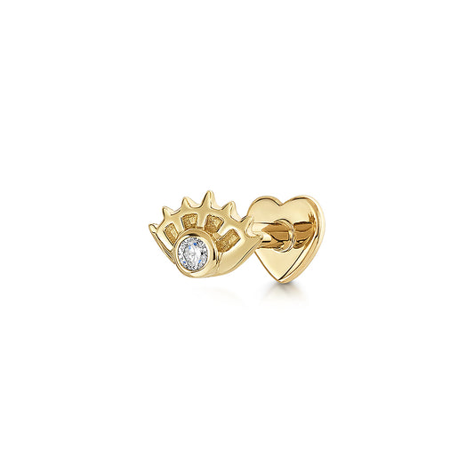 astrid miyu 9k solid yellow gold Oria eye flat back labret stud earring Cartilage Studs Laura Bond