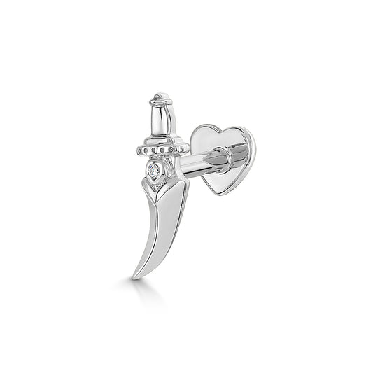 astrid miyu 14k solid white gold Zira curved dagger flat back labret stud earring Cartilage Studs Laura Bond