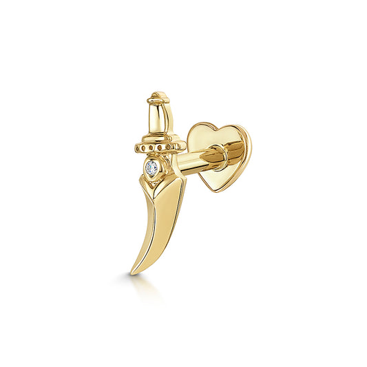 astrid miyu 9k solid yellow gold Zira curved dagger flat back labret stud earring Cartilage Studs Laura Bond