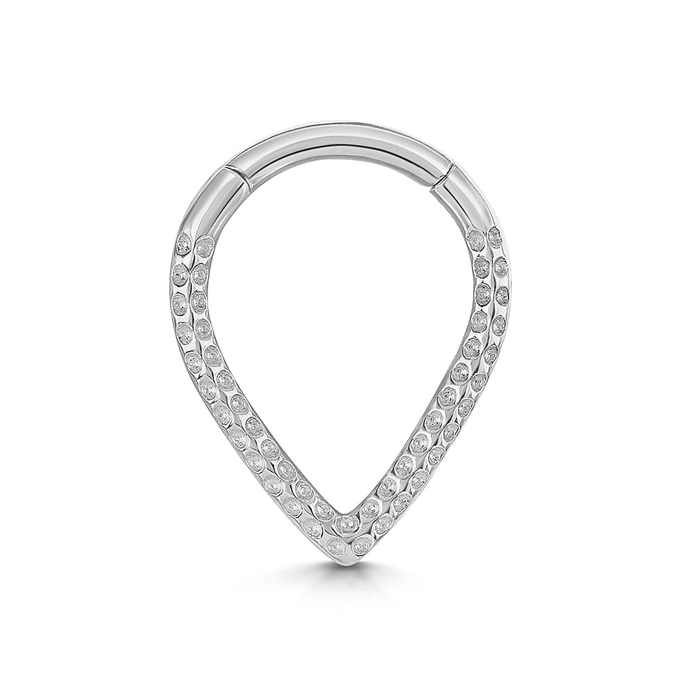 astrid miyu 9k solid white gold Vara textured clicker hoop earring for daith or septum 8mm Huggies and Hoops Laura Bond