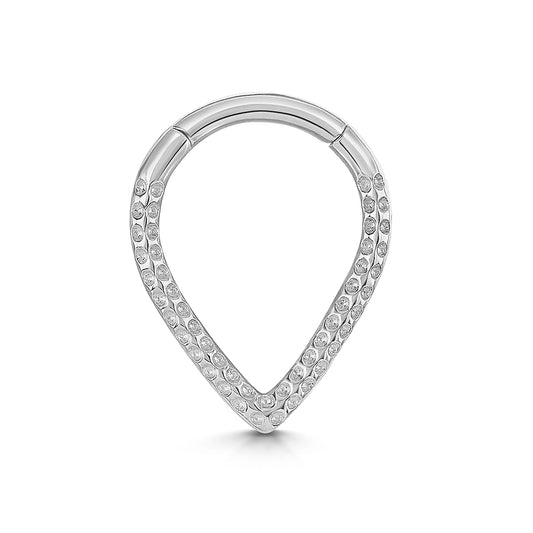 astrid miyu 9k solid white gold Vara textured clicker hoop earring for daith or septum 8mm Huggies and Hoops Laura Bond