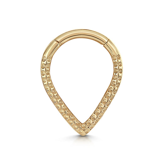 astrid miyu 9k solid yellow gold Vara textured clicker hoop earring for daith or septum 8mm Huggies and Hoops Laura Bond