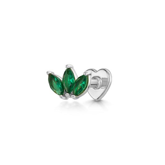 astrid miyu 9k solid white gold green lotus flat back labret stud earring Cartilage Studs Laura Bond