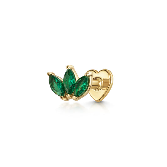 astrid miyu 9k solid yellow gold green lotus flat back labret stud earring Cartilage Studs Laura Bond