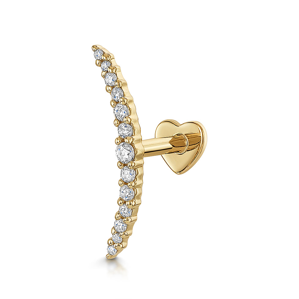 astrid miyu 14k solid yellow gold Aurora curved flat back labret stud earring Cartilage Studs Laura Bond