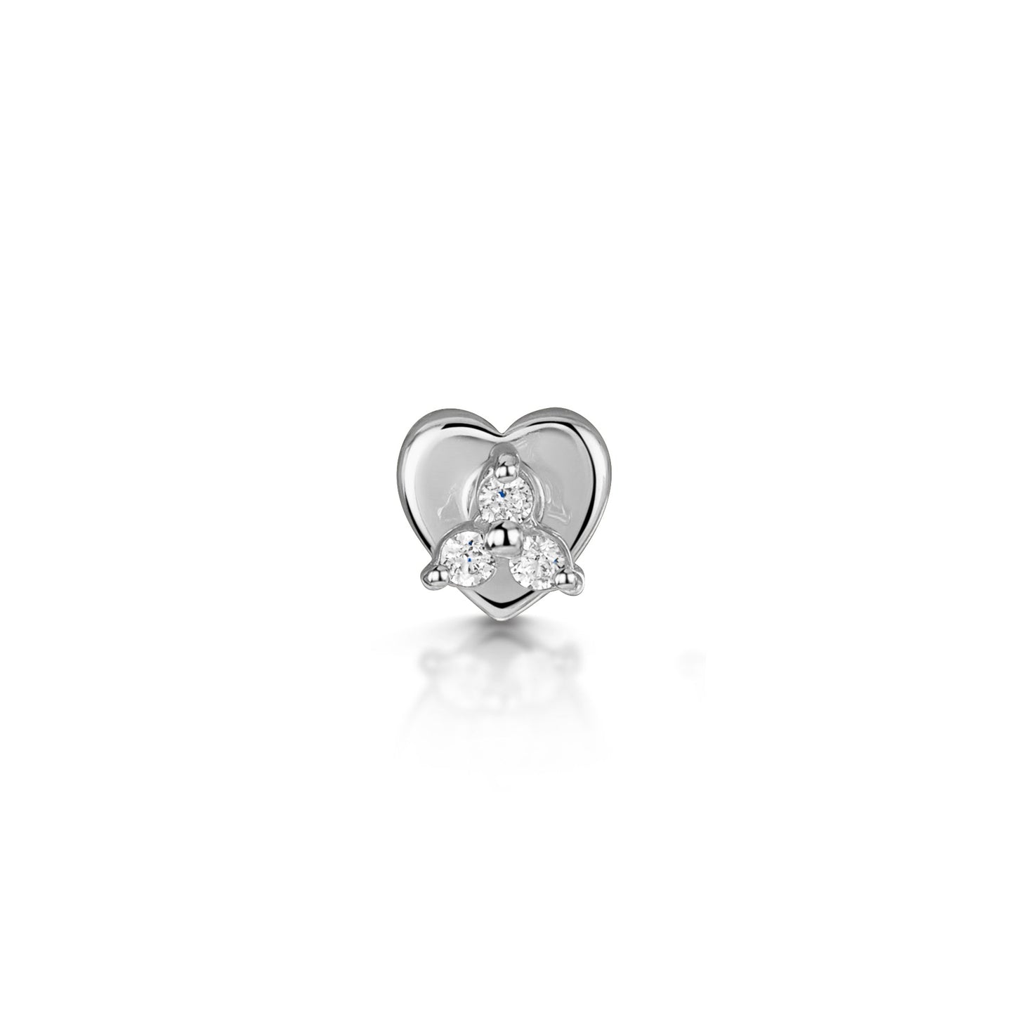 14k solid white gold tiny trio flat back labret stud earring 8mm