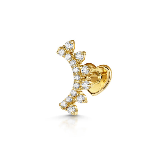 astrid miyu 14k solid yellow gold Tala flat back labret stud earring 8mm Cartilage Studs Laura Bond