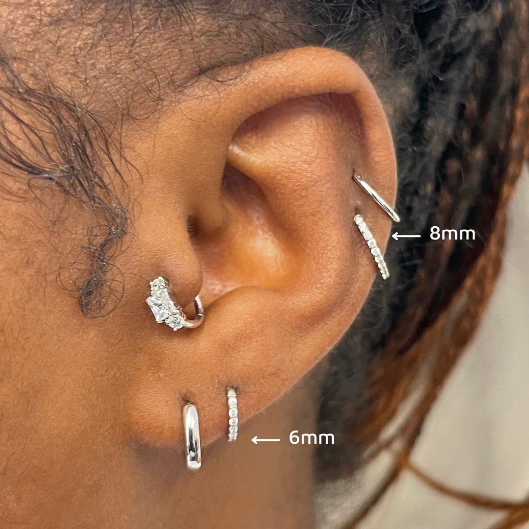 9k solid white gold crystal clicker hoop earring Huggies and Hoops Laura Bond Maria Tash astrid miyu