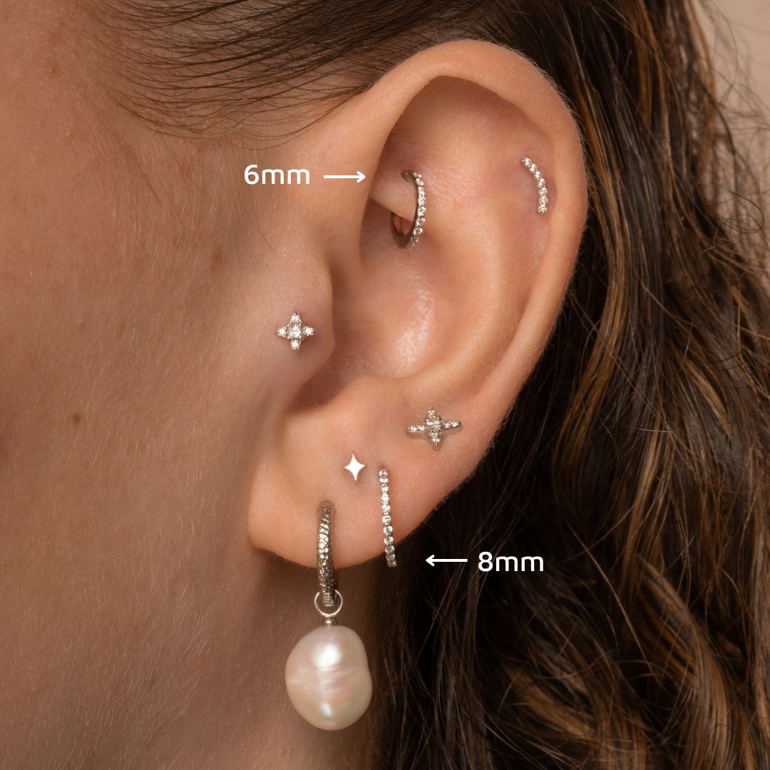 9k solid white gold crystal clicker hoop earring Huggies and Hoops Laura Bond Maria Tash astrid miyu