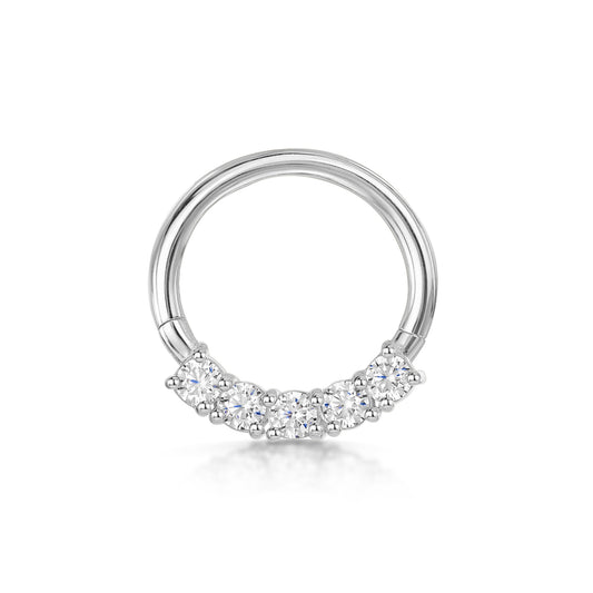 astrid miyu 14k solid white gold 9mm Estelle crystal pavé hoop for daith or septum Huggies and Hoops Laura Bond