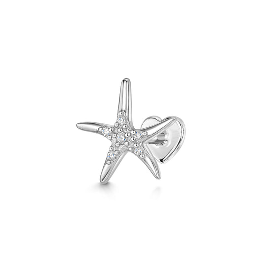 astrid miyu 9k solid white gold Starfish flat back labret stud earring Laura Bond