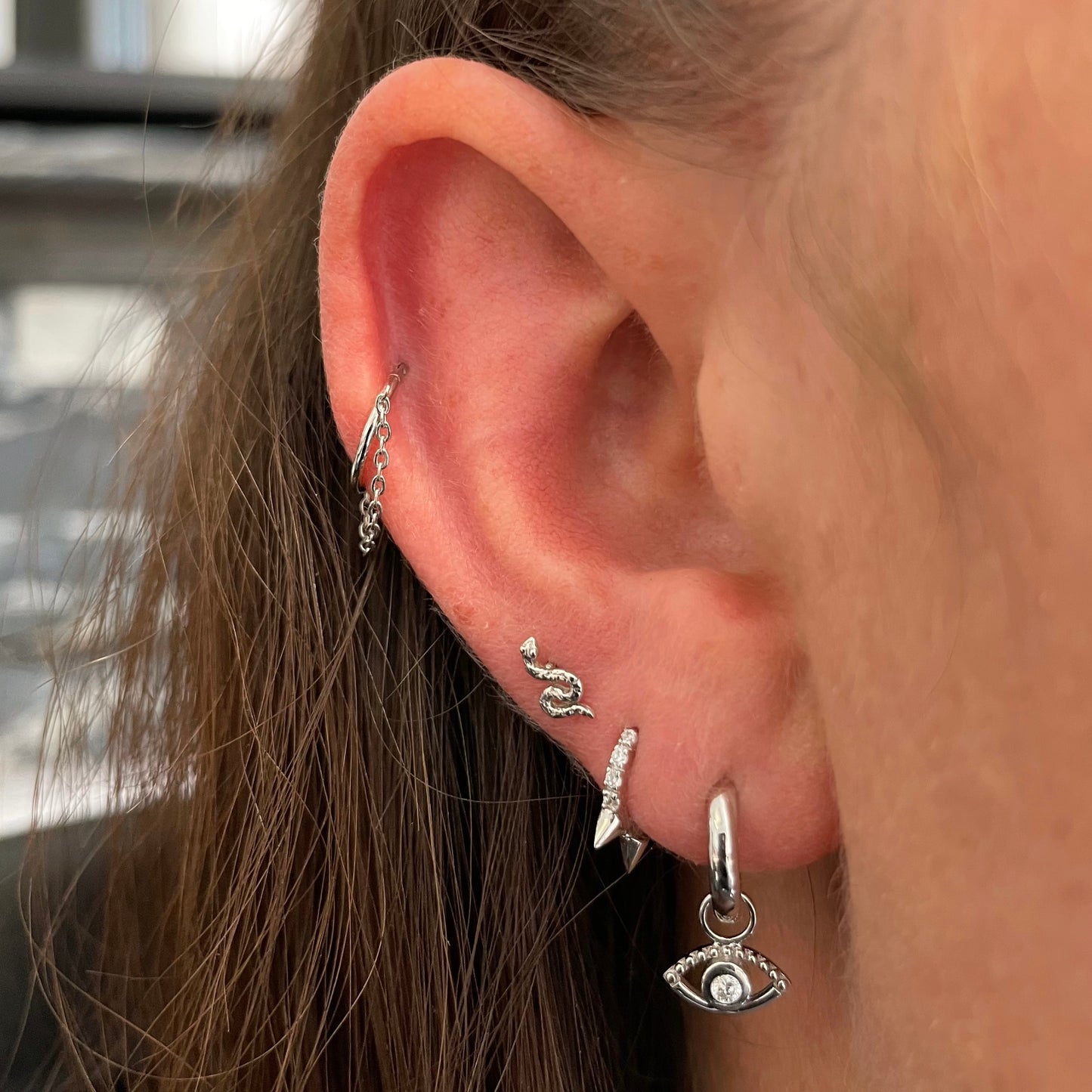 astrid miyu 9k solid white gold 6mm mini crystal spike huggie earring Huggies and Hoops Laura Bond