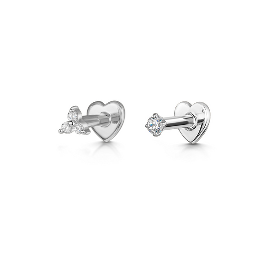 astrid miyu The tiny trio stacking set - 9k solid white gold flat back labret stud earring set Stacking Sets Laura Bond