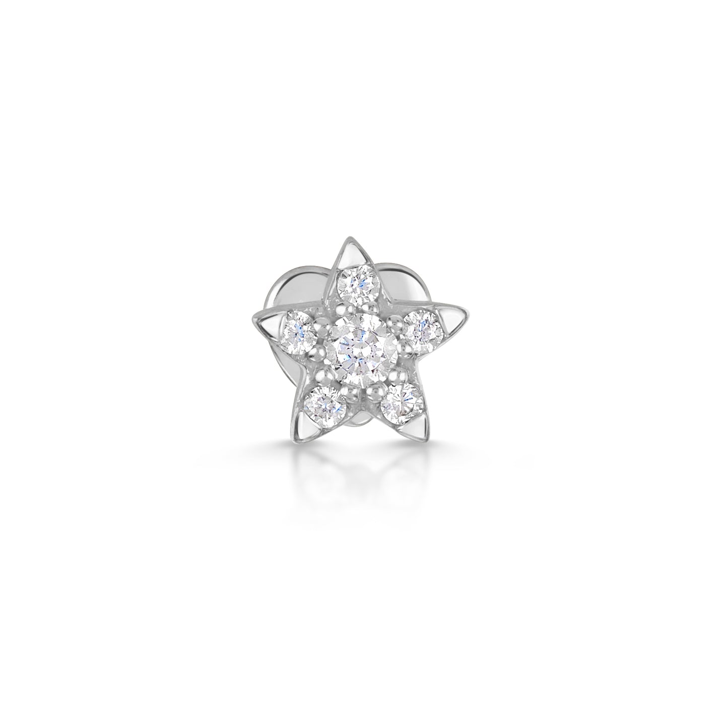 9k solid white gold star flat back labret stud - LAURA BOND jewellery