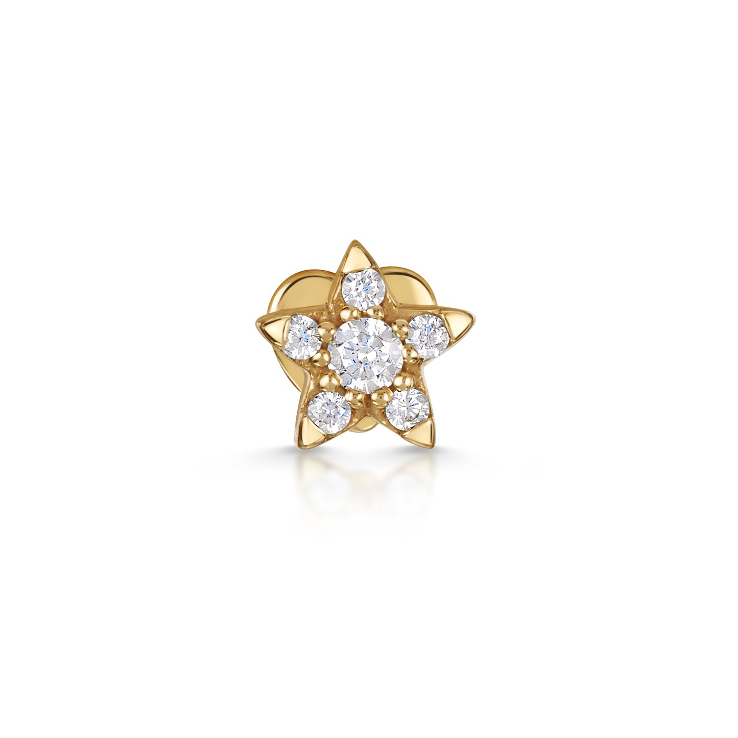 9k solid yellow gold star flat back labret stud - LAURA BOND jewellery