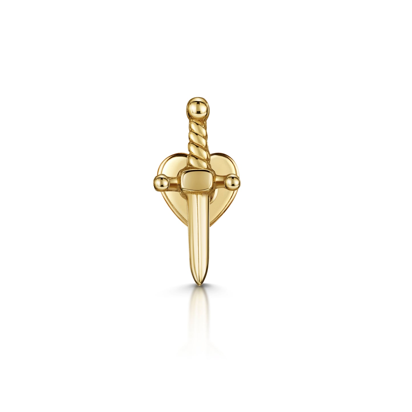 9k solid yellow gold Juliet dagger flat back labret stud earring 6mm