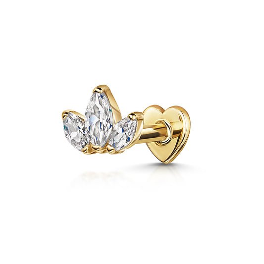 astrid miyu 14k solid yellow gold Lotus flower flat back labret stud earring 8mm Cartilage Studs Laura Bond