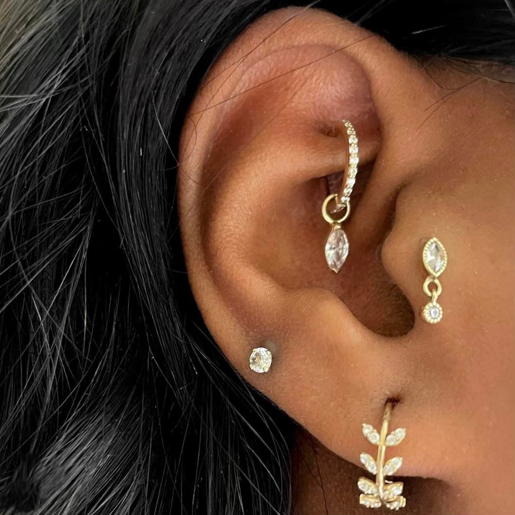 astrid miyu 9k solid yellow gold 3mm single crystal gem flat back labret stud earring 6mm Cartilage Studs Laura Bond