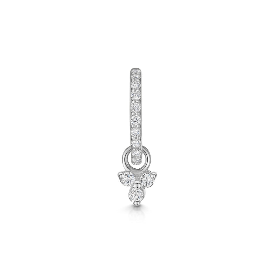 astrid miyu 9k solid white gold 6mm 18g crystal clicker hoop earring with crystal trio charm Huggies and Hoops Laura Bond