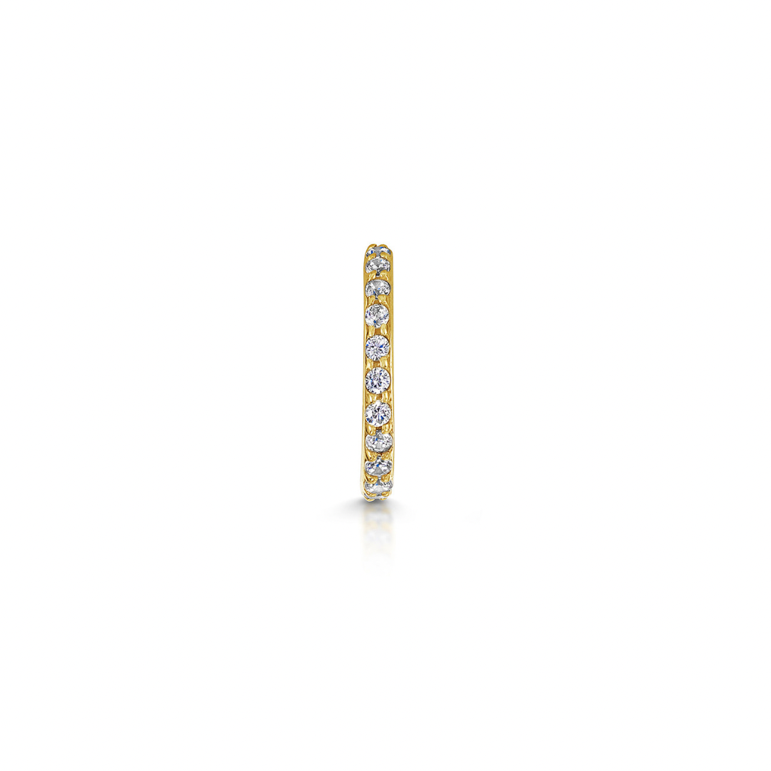 9k solid yellow gold 6mm crystal clicker hoop earring