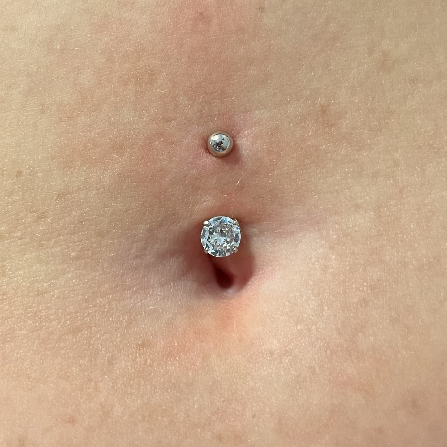 astrid miyu 9k solid white gold brilliant cut crystal banana bar for belly button Banana Bars Laura Bond