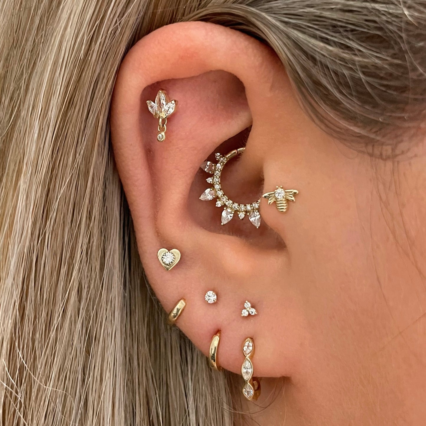 astrid miyu 9k solid yellow gold 9mm 16g Isolde hoop for daith or septum Huggies and Hoops Laura Bond