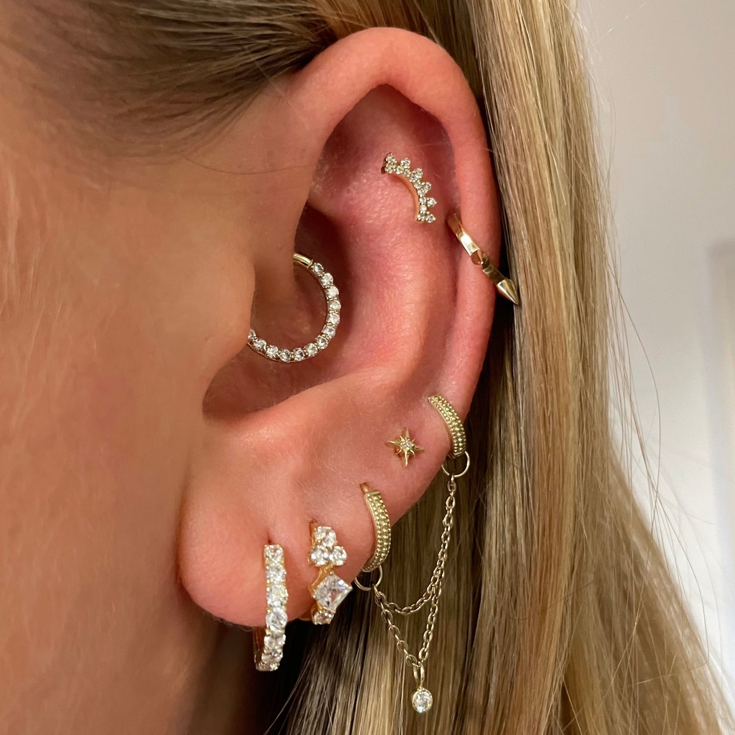 astrid miyu 9k solid yellow gold 8mm plain spike huggie earring Huggies and Hoops Laura Bond