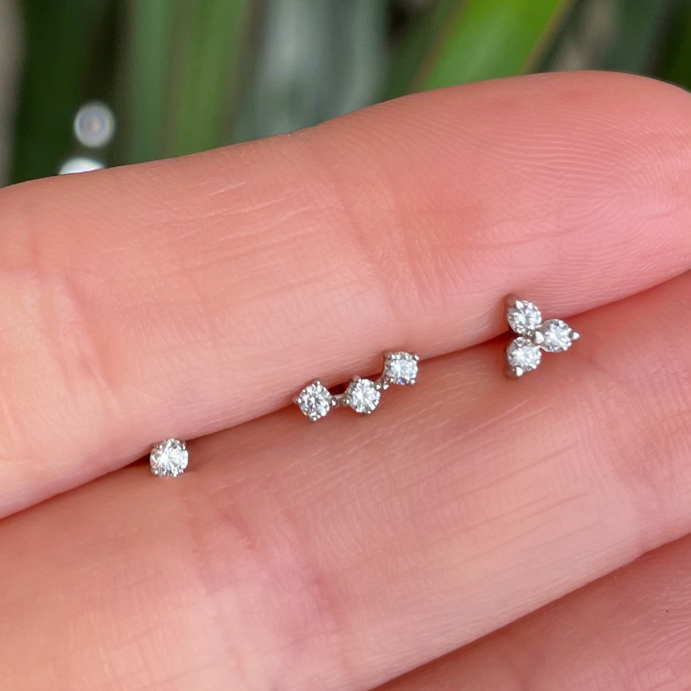 astrid miyu The classic stacking set - 9k solid white gold flat back labret stud earring set Stacking Sets Laura Bond