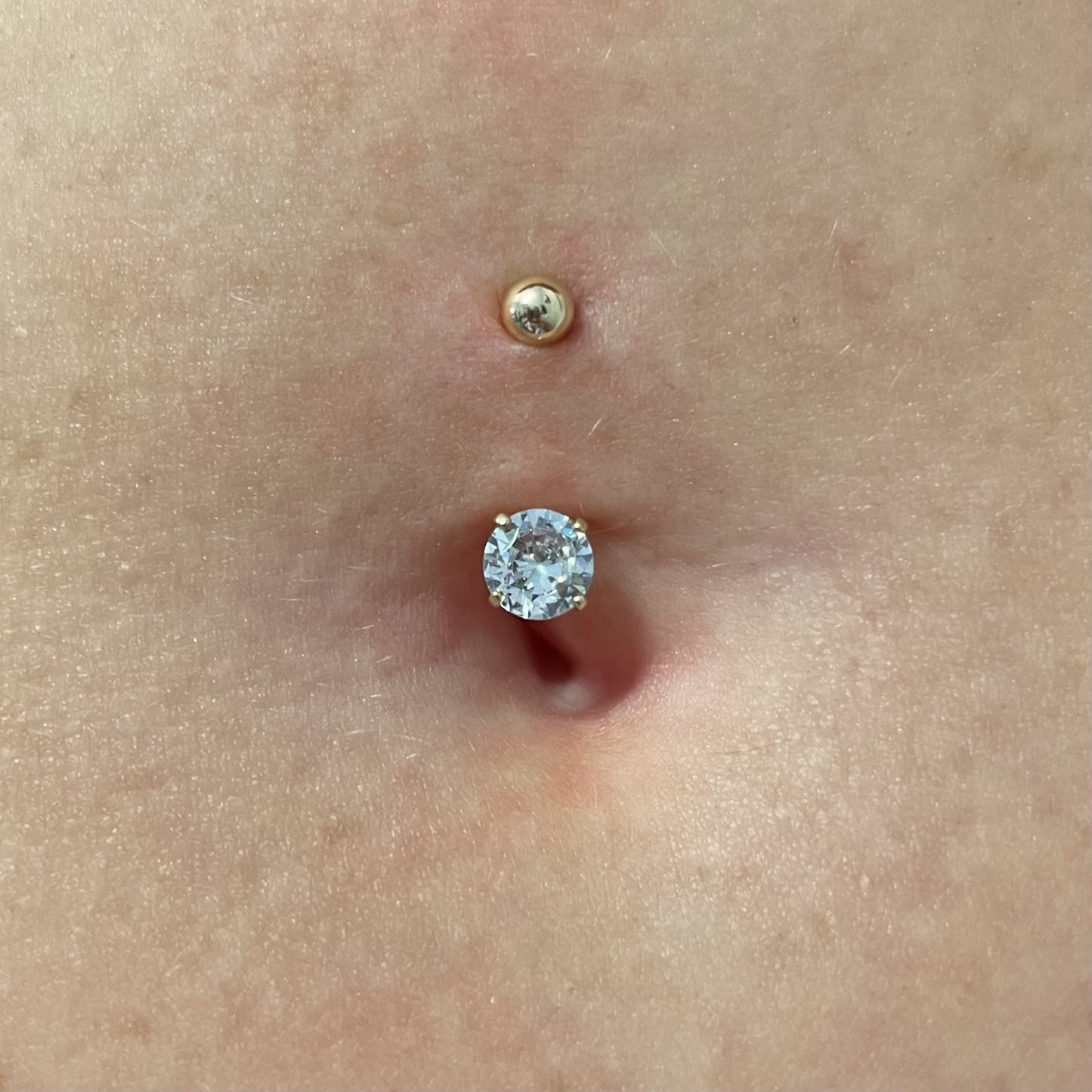 astrid miyu 9k solid yellow gold brilliant cut crystal banana bar for belly button Banana Bars Laura Bond