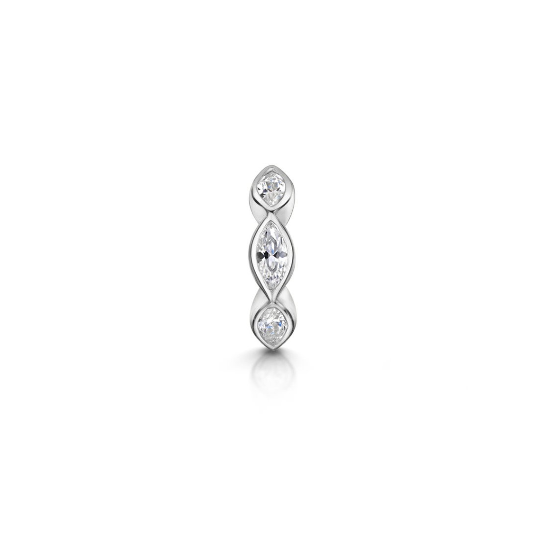 astrid miyu 9k solid white gold 6mm 16g marquise crystal mini clicker hoop earring Huggies and Hoops Laura Bond