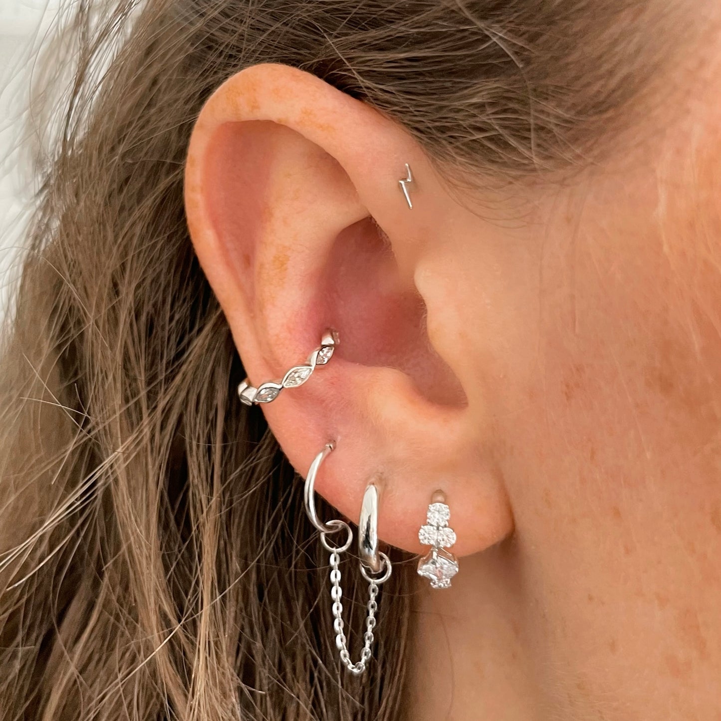 astrid miyu 9k solid white gold tiny lightning bolt flat back labret stud earring 6mm Cartilage Studs Laura Bond