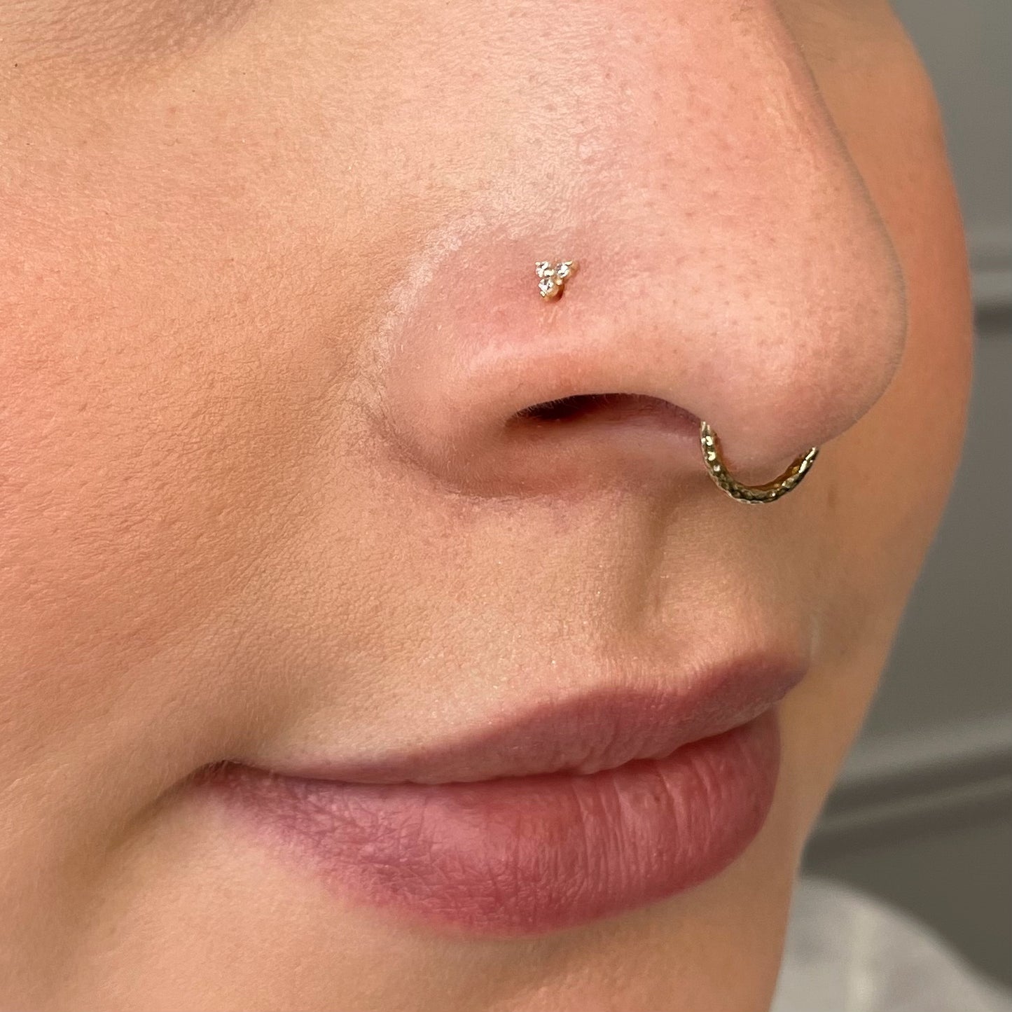 astrid miyu 9k solid yellow gold tiny trio nose stud Laura Bond