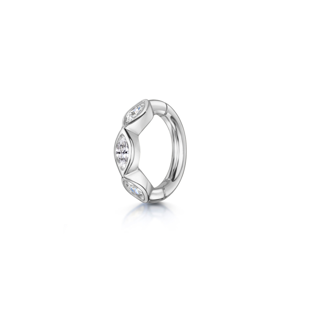 astrid miyu 9k solid white gold 6mm 16g marquise crystal mini clicker hoop earring Huggies and Hoops Laura Bond