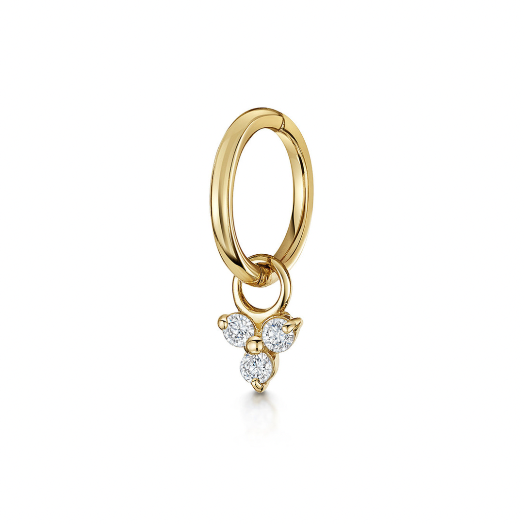 astrid miyu 9k solid yellow gold 6mm 18g clicker hoop earring with crystal trio charm Huggies and Hoops Laura Bond