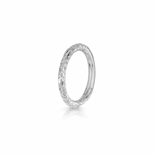 astrid miyu 9k solid white gold 8mm 18g hammered texture clicker hoop earring Huggies and Hoops Laura Bond