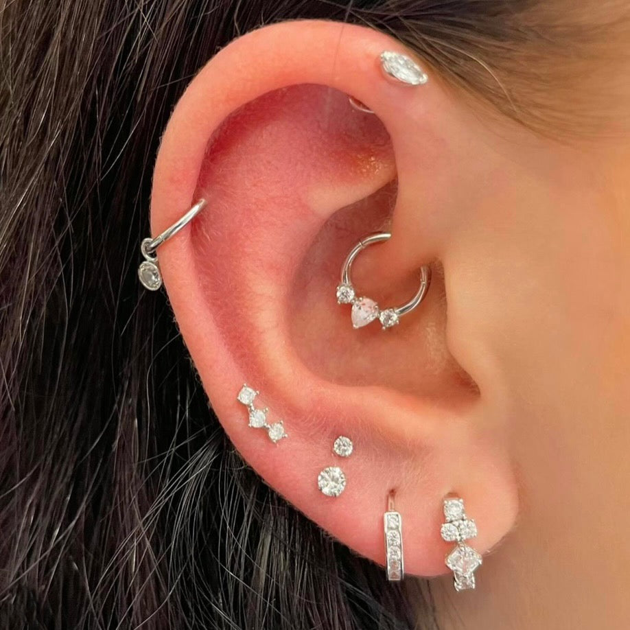 astrid miyu 9k solid white gold marquise flat back labret stud earring 6mm Cartilage Studs Laura Bond