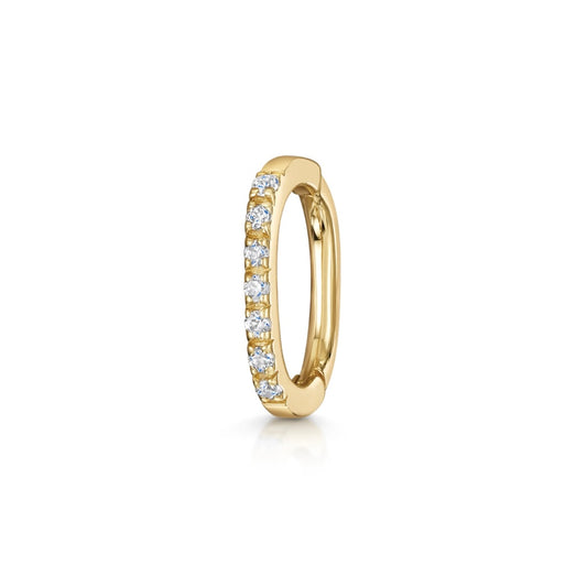 9k solid yellow gold crystal oval rook clicker hoop