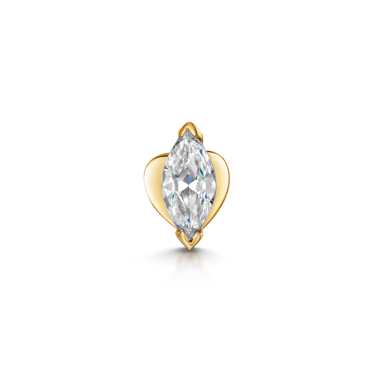 9k solid yellow gold marquise flat back labret stud - LAURA BOND jewellery