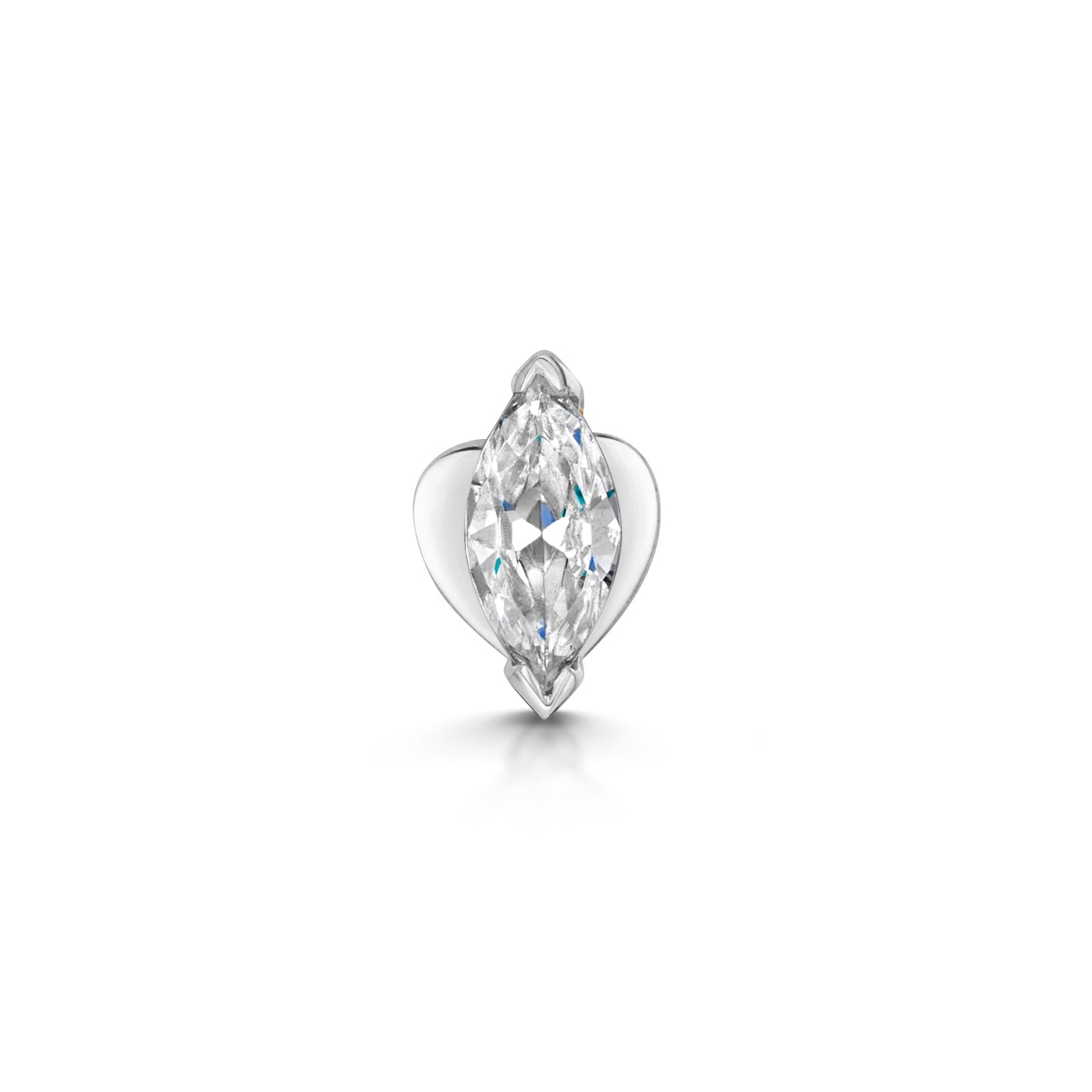 9k solid white gold marquise flat back labret stud - LAURA BOND jewellery