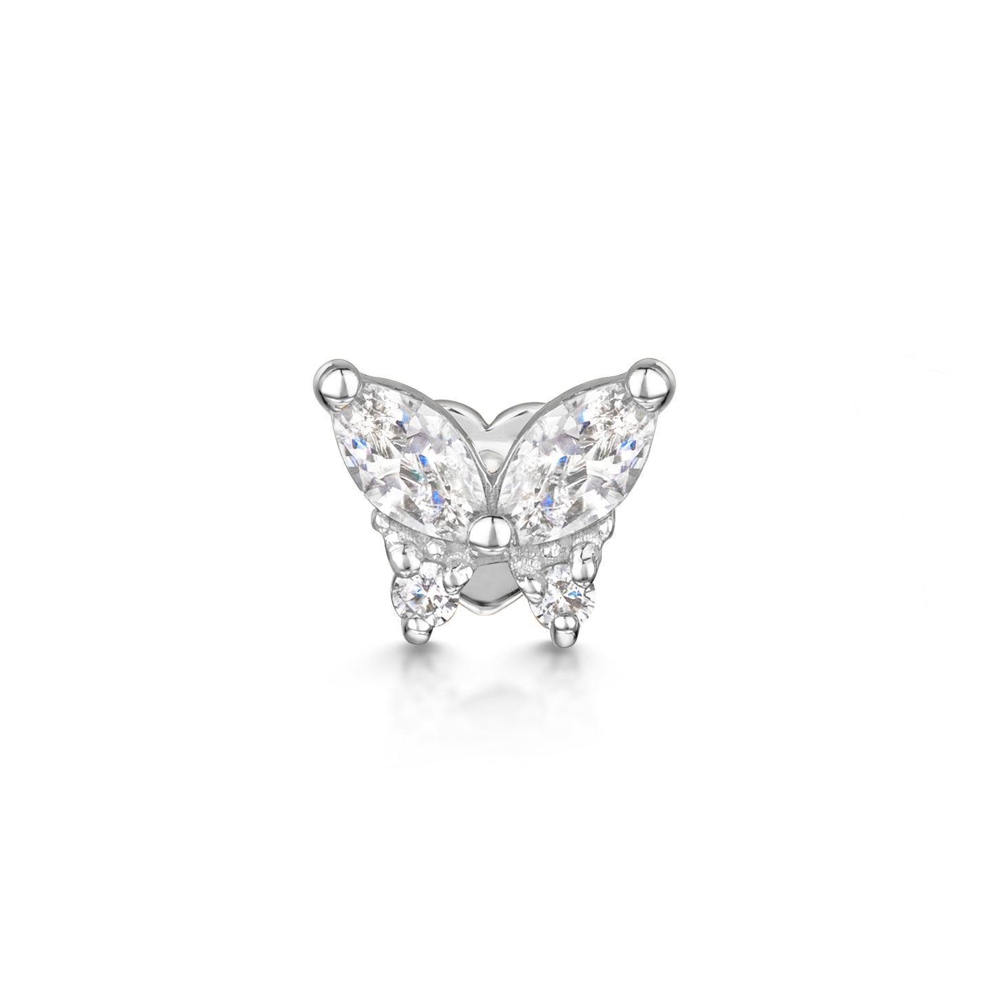 9k solid white gold butterfly flat back labret stud - LAURA BOND jewellery
