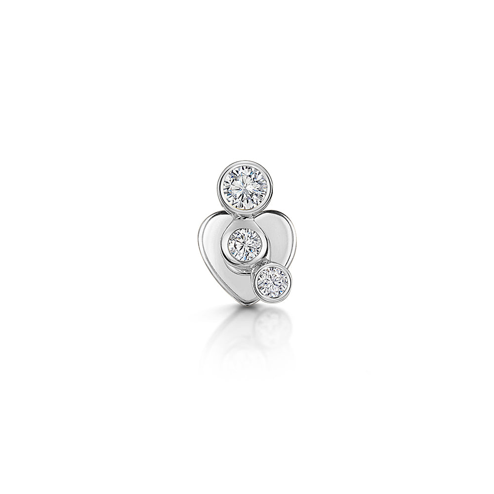 9k solid white gold Dew Drop climber flat back labret stud earring - LAURA BOND jewellery