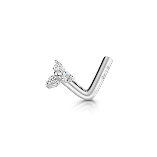 astrid miyu 9k solid white gold tiny trio nose stud Laura Bond