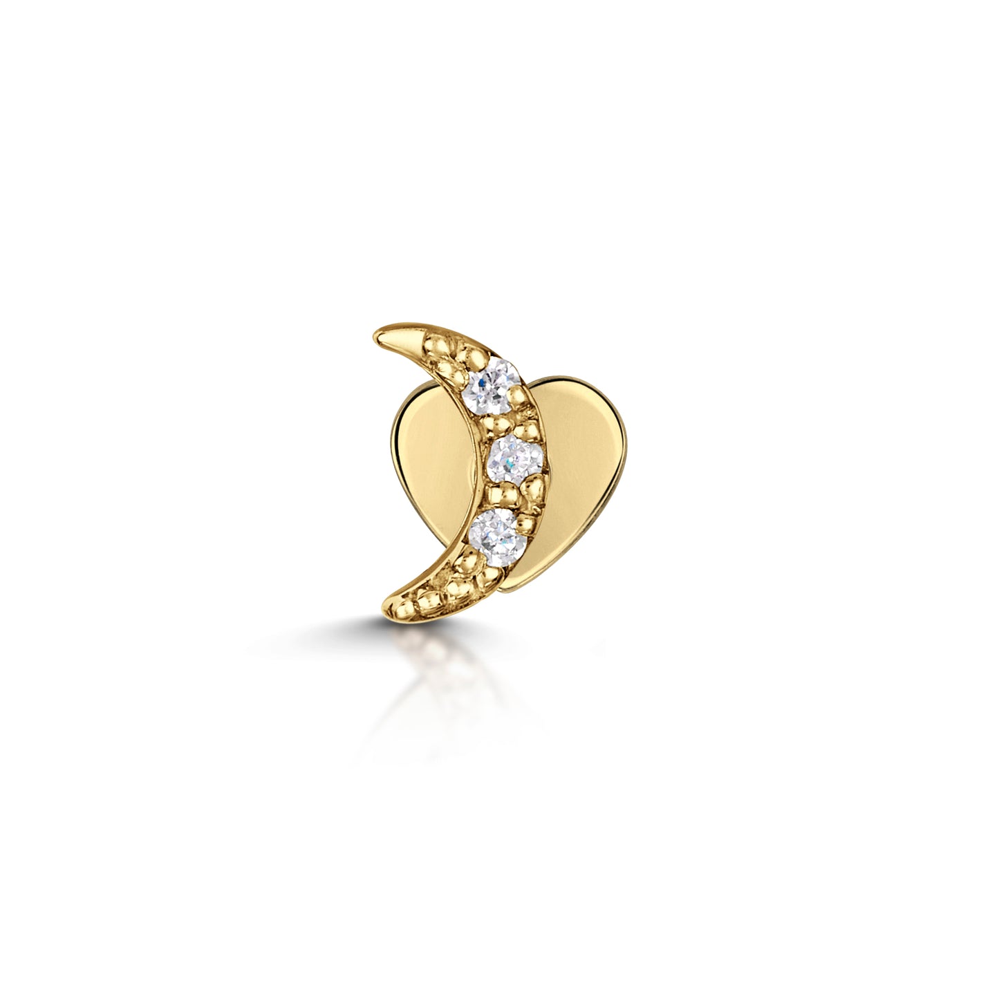9k solid yellow gold crystal moon stud earring - LAURA BOND jewellery