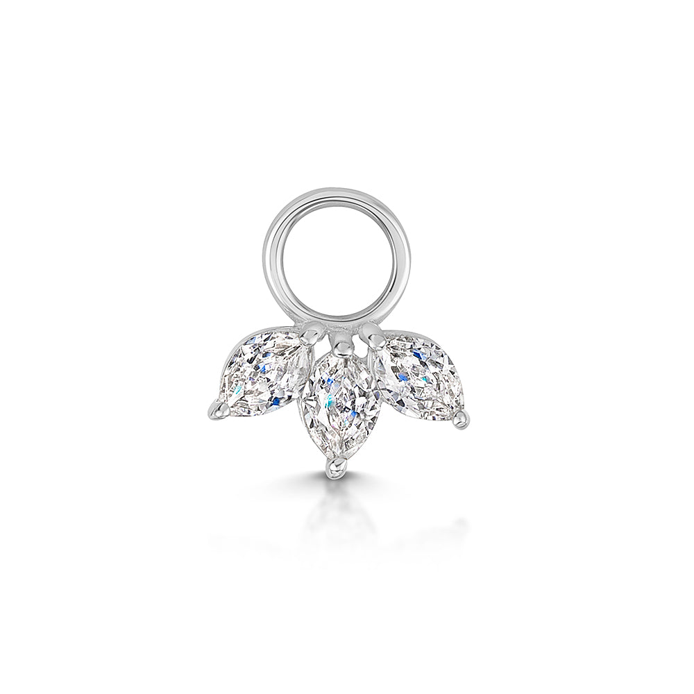 9k solid white gold lotus flower charm - LAURA BOND jewellery