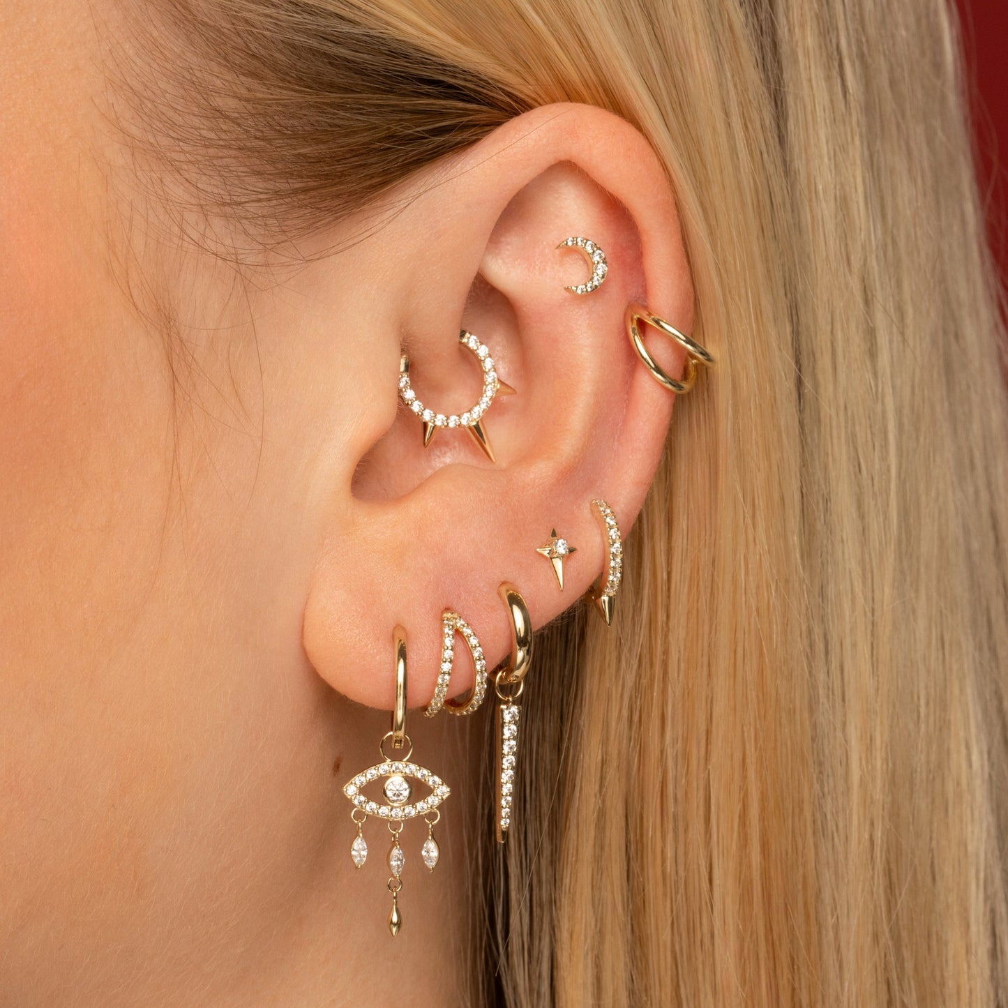 astrid miyu 9k solid yellow gold crystal spike earring charm Chains and Charms Laura Bond