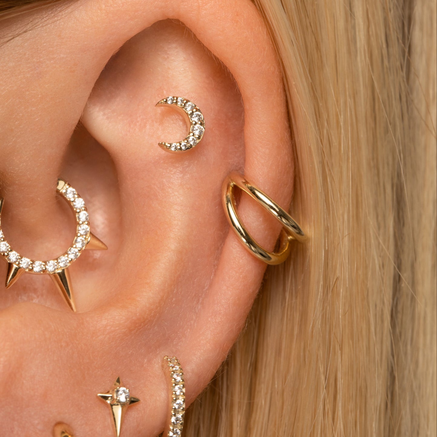 astrid miyu 9k solid yellow gold double clicker hoop earring Huggies and Hoops Laura Bond