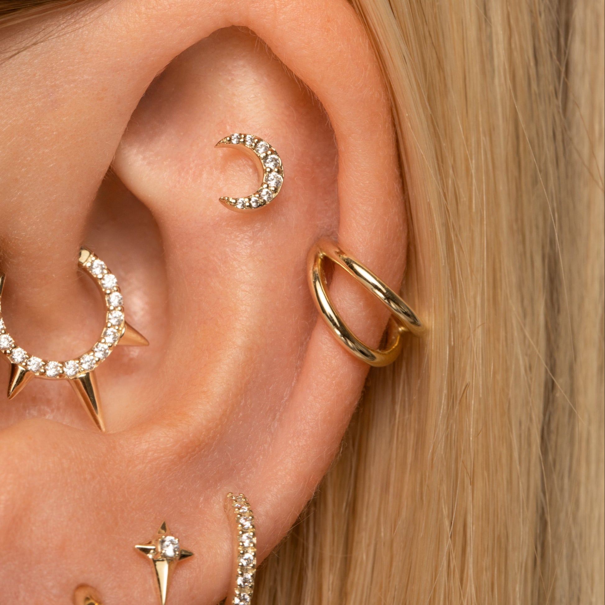 astrid miyu 9k solid yellow gold double clicker hoop earring Huggies and Hoops Laura Bond