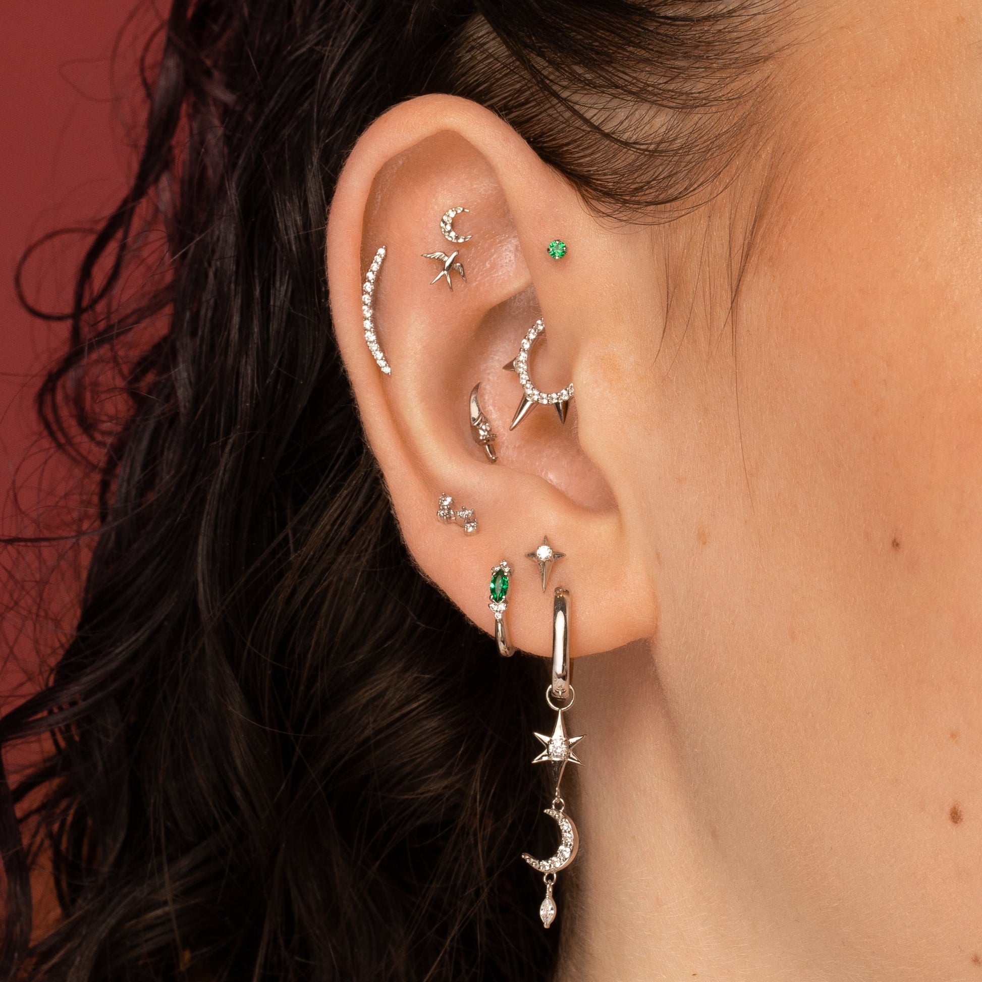 astrid miyu 14k solid white gold swallow flat back labret stud earring Cartilage Studs Laura Bond