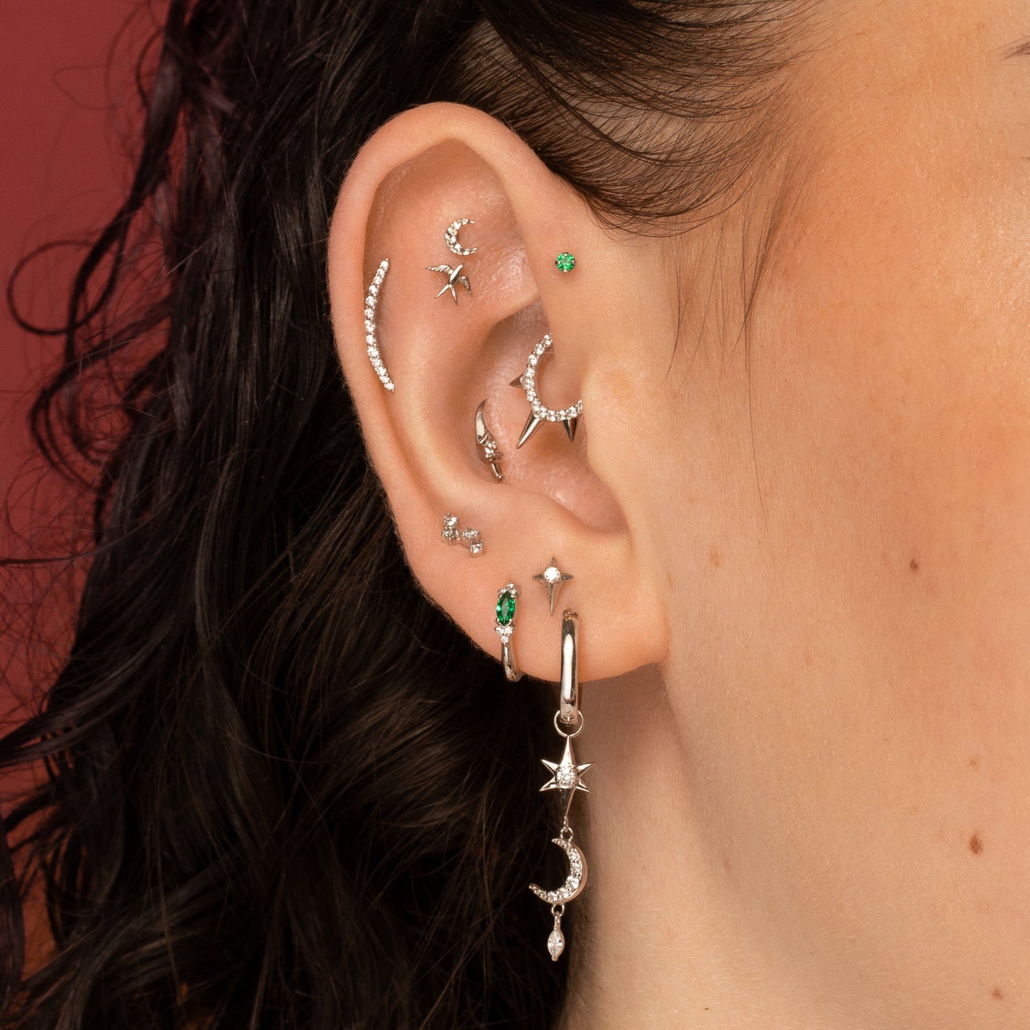 astrid miyu 9k solid white gold Ivy marquise 8mm huggie hoop earring Huggies and Hoops Laura Bond